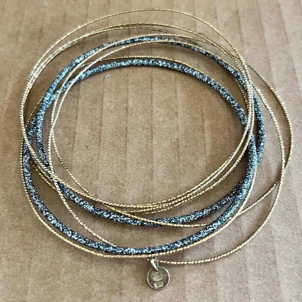 925 Bracelet Italy Glittery Silver and Gold Plated 6”